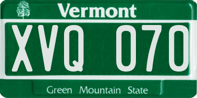 VT license plate XVQ070