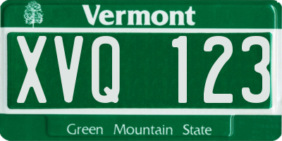 VT license plate XVQ123