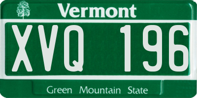 VT license plate XVQ196
