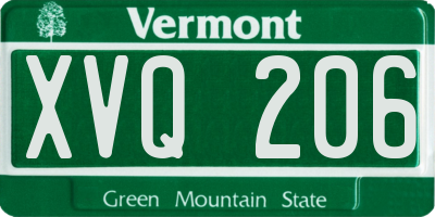 VT license plate XVQ206