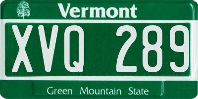 VT license plate XVQ289