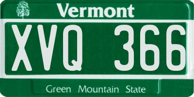 VT license plate XVQ366