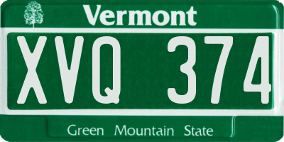 VT license plate XVQ374