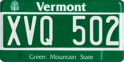 VT license plate XVQ502