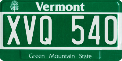 VT license plate XVQ540