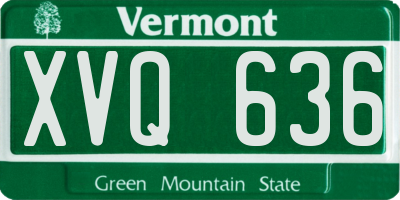VT license plate XVQ636