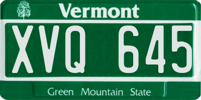 VT license plate XVQ645