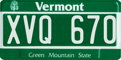 VT license plate XVQ670