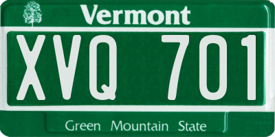 VT license plate XVQ701