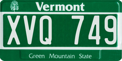 VT license plate XVQ749