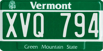 VT license plate XVQ794