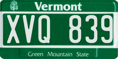 VT license plate XVQ839