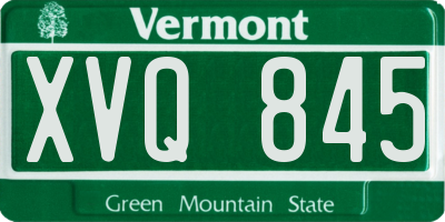 VT license plate XVQ845