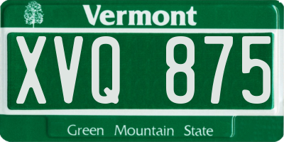 VT license plate XVQ875