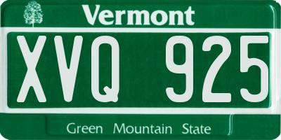 VT license plate XVQ925