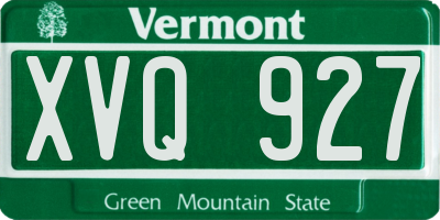 VT license plate XVQ927