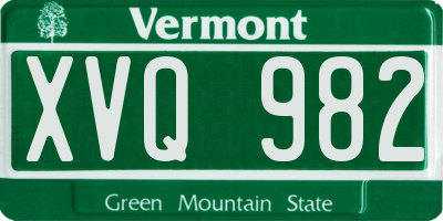 VT license plate XVQ982