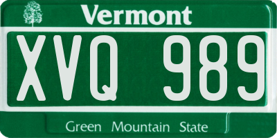 VT license plate XVQ989