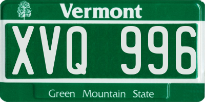 VT license plate XVQ996
