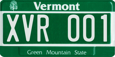 VT license plate XVR001