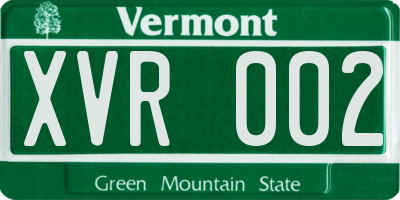VT license plate XVR002