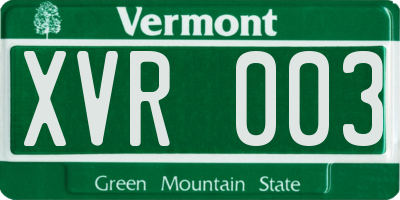 VT license plate XVR003