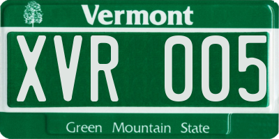 VT license plate XVR005