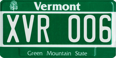 VT license plate XVR006