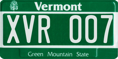 VT license plate XVR007
