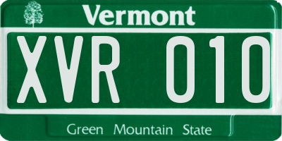 VT license plate XVR010