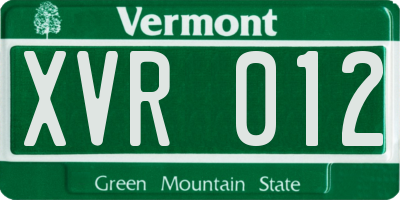 VT license plate XVR012