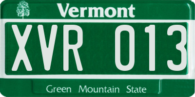 VT license plate XVR013