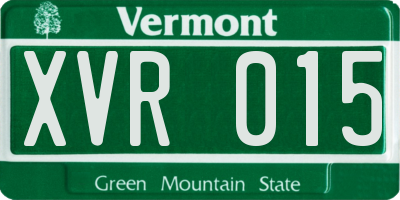 VT license plate XVR015