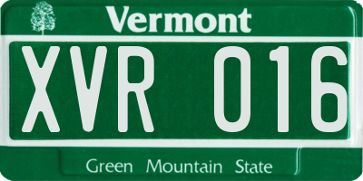 VT license plate XVR016
