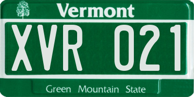 VT license plate XVR021