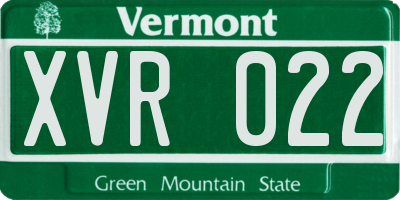 VT license plate XVR022