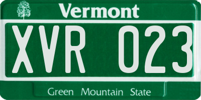 VT license plate XVR023