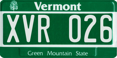VT license plate XVR026