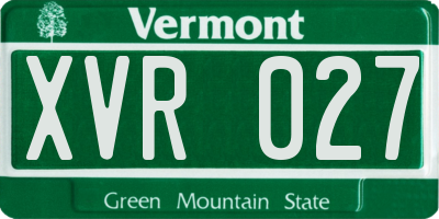VT license plate XVR027