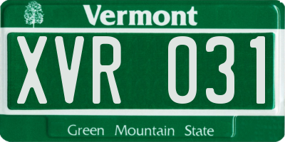 VT license plate XVR031