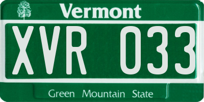 VT license plate XVR033