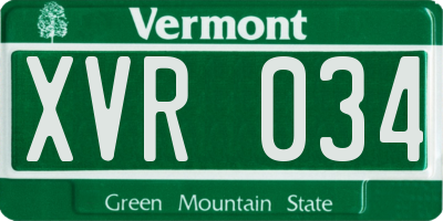 VT license plate XVR034
