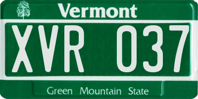 VT license plate XVR037