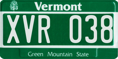 VT license plate XVR038