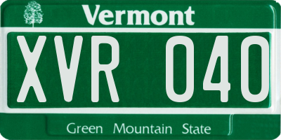 VT license plate XVR040
