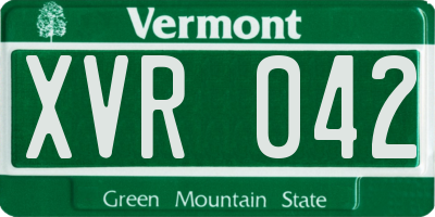 VT license plate XVR042