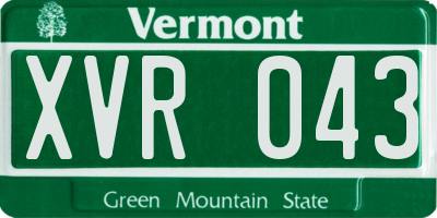 VT license plate XVR043