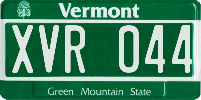 VT license plate XVR044