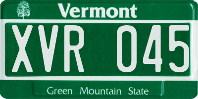 VT license plate XVR045