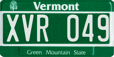 VT license plate XVR049